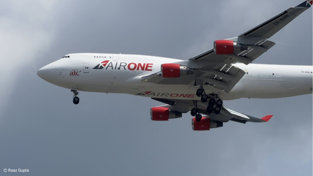 ER-BAM aircraft in the sky. Photographed by Raaz Gupta